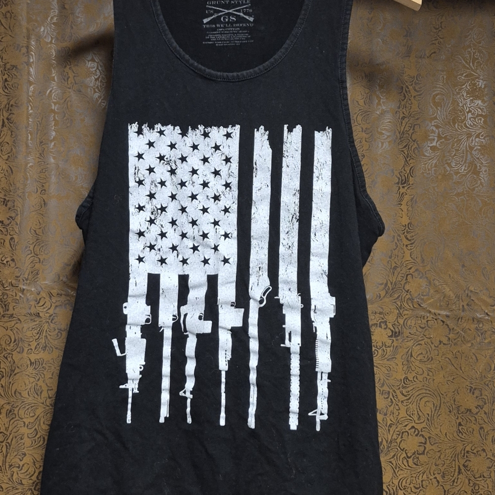 Grunt Style Black Tank Top with White Graphic This We'll Defend